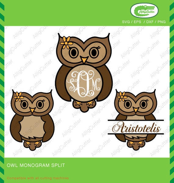 Download Owl Monogram And Split Frame Svg Dxf Png Eps Animal Cut File Etsy