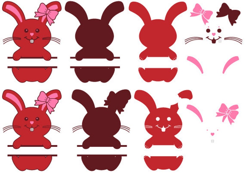 Download Free SVG Cut File - Easter SVG * Split Bunny SVG * Split Gir...