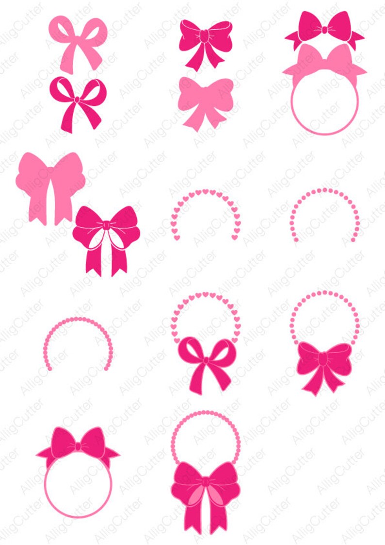 Bows with Dots Hearts Monogram frame SVG DXF PNG eps Cut Files | Etsy