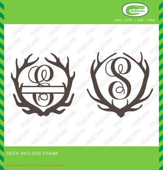 Download Deer Antlers Monogram frame SVG DXF PNG eps animal Cut ...