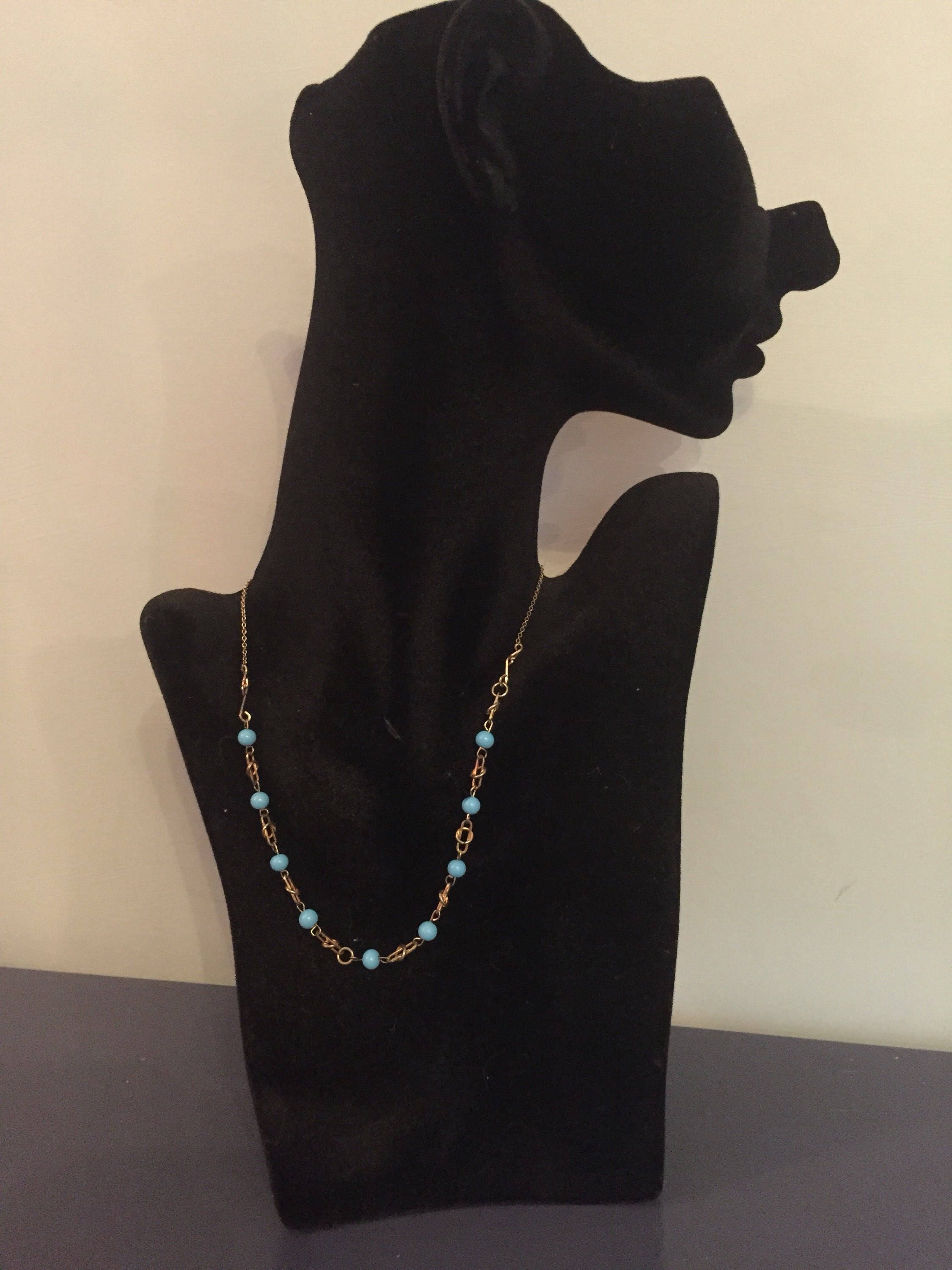 Vintage Gold Tone And Turquoise Stone Necklace