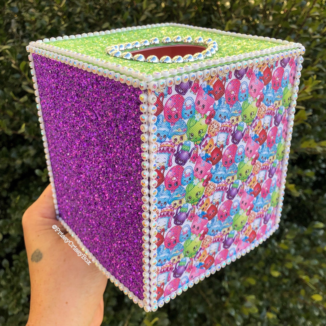 Glam Shopkins Tissue Box Cover / Glitter Tissue Box / Girls Etsy
