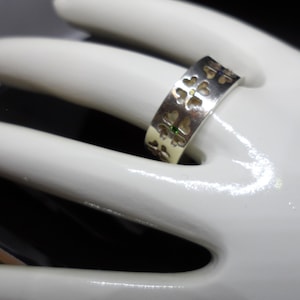 Danish Silver Ring | Flower Cut Out Design with Small Gem Stone Centres | 925 | R A | Richard Aaboe | Vintage | 1980&#39;s | Scandinavian Silver