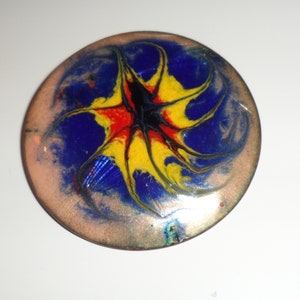 Vintage Artisan Copper Brooch | Amazing Design | 1960&#39;s | Artisan Modernist | Enamel on Copper |