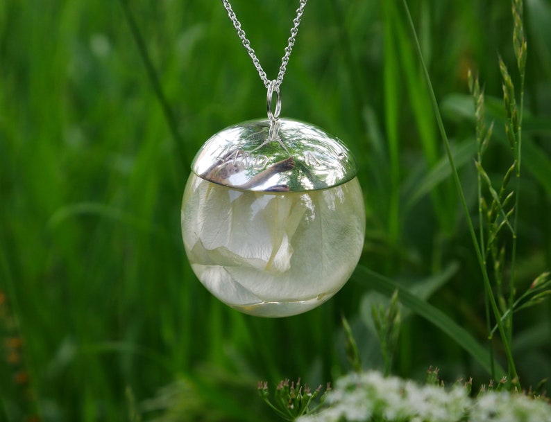 Jacobite white rose sterling silver necklace handmade in Scotland