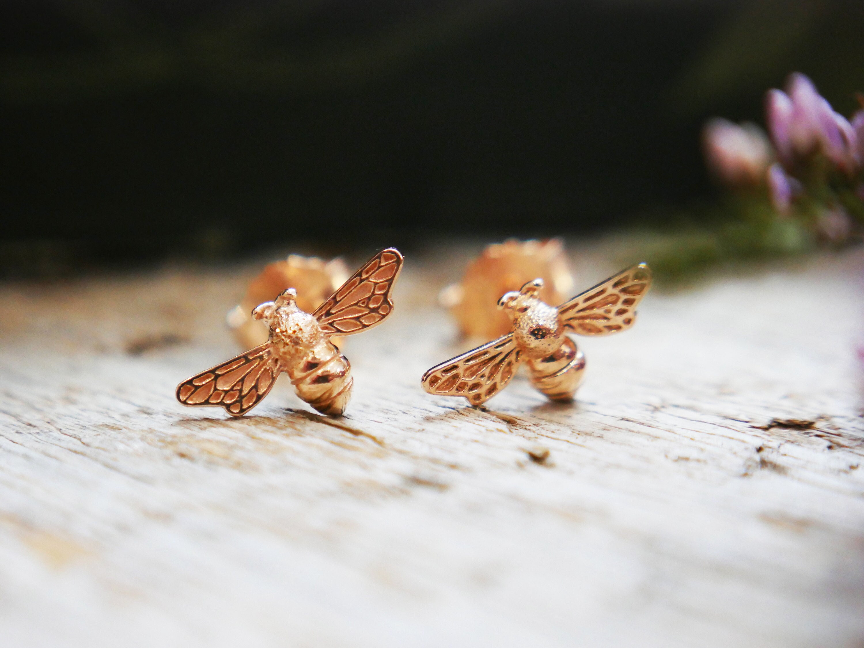 Rose gold on sale bumble bee earrings