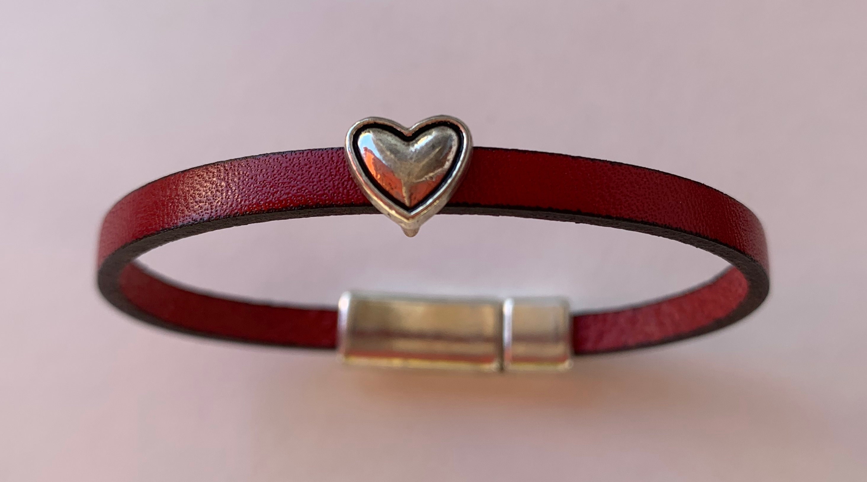 ブレスレット Numbering Wavy Heart Leather Cord Bracelet #5959 5BNY882 Leather Bracelet With Heart - Etsy