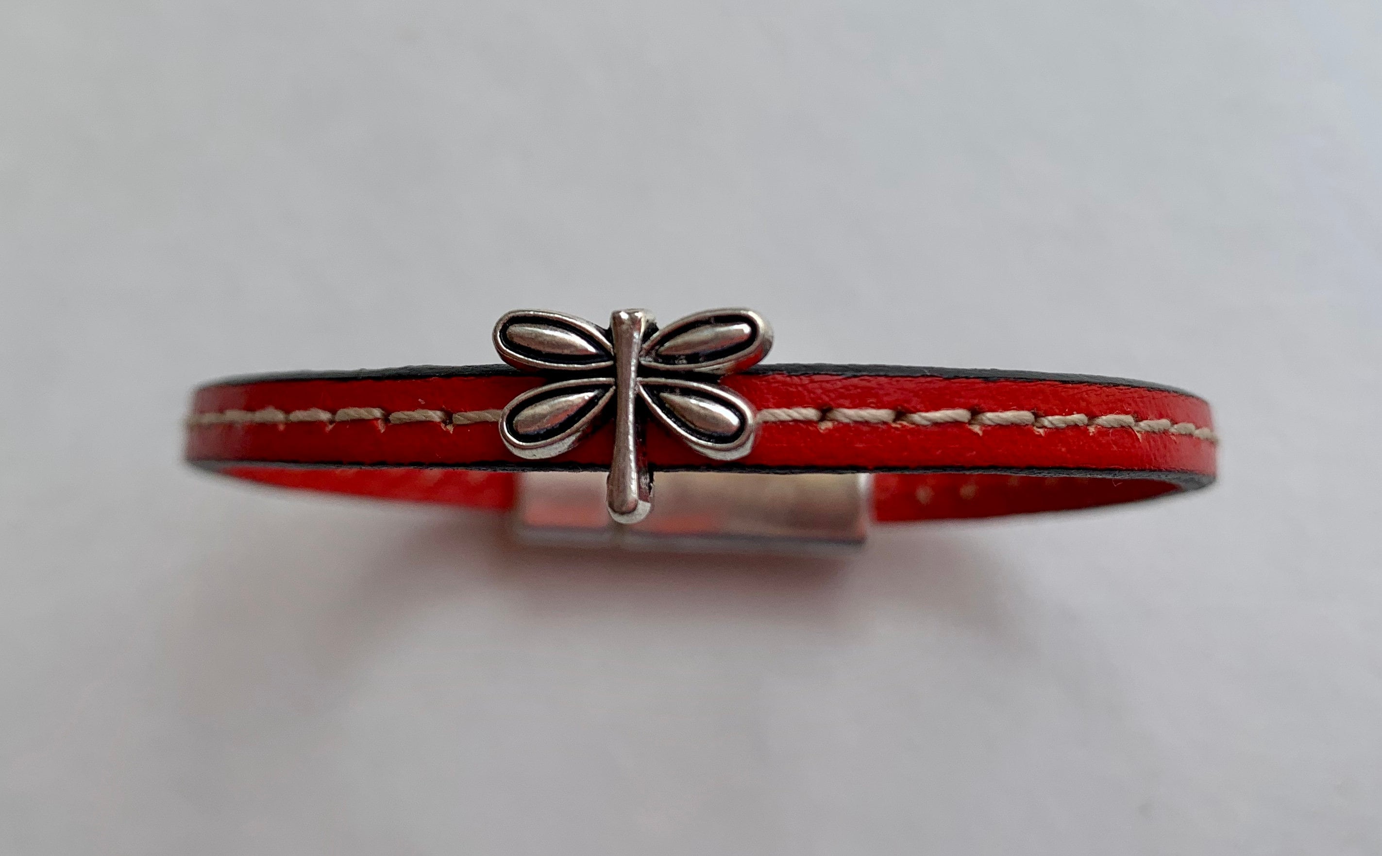 Pellarte Mini Italian Leather Bracelet With Dragonfly Bead and Etsy