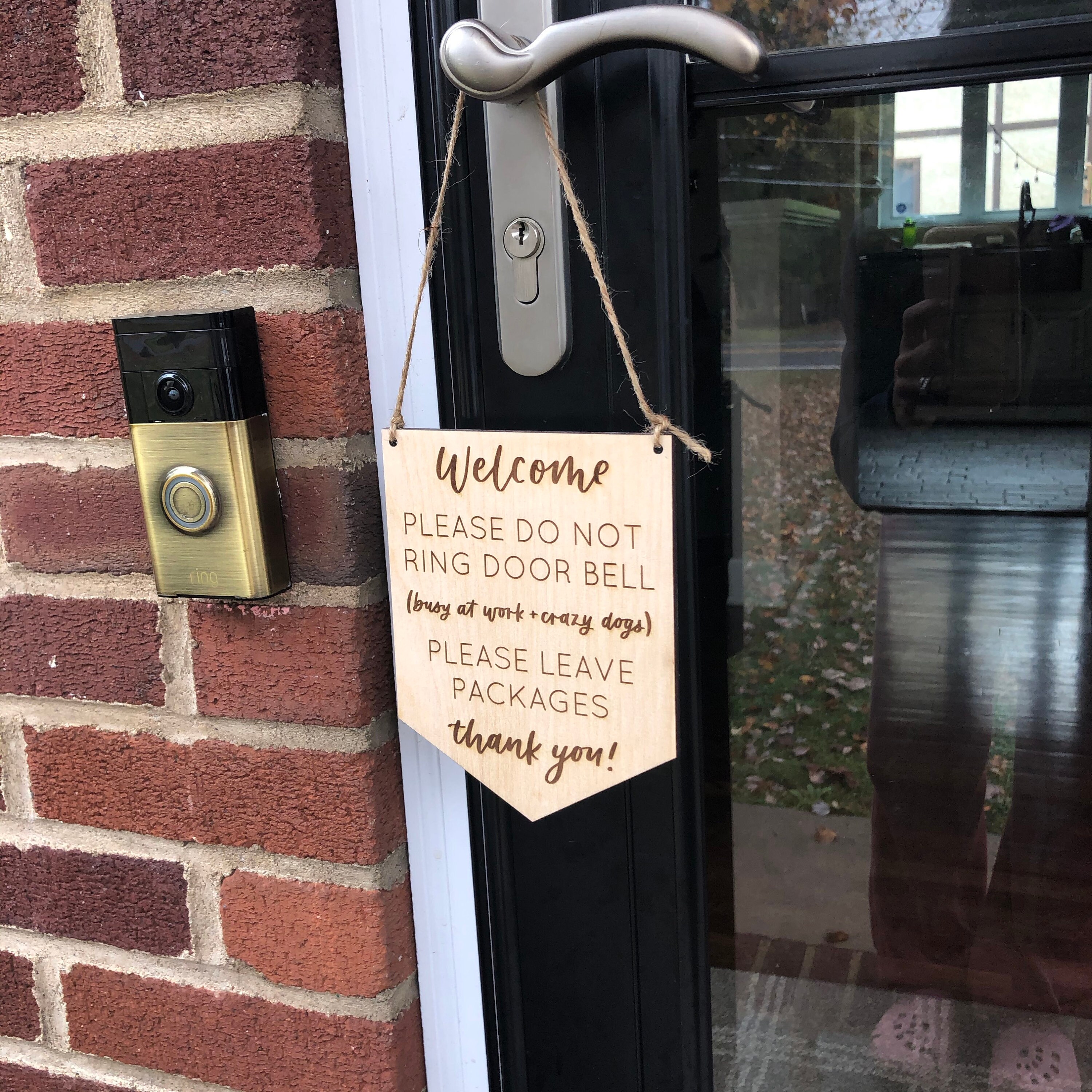Do not ring bell sign work from home loud dogs door hanger