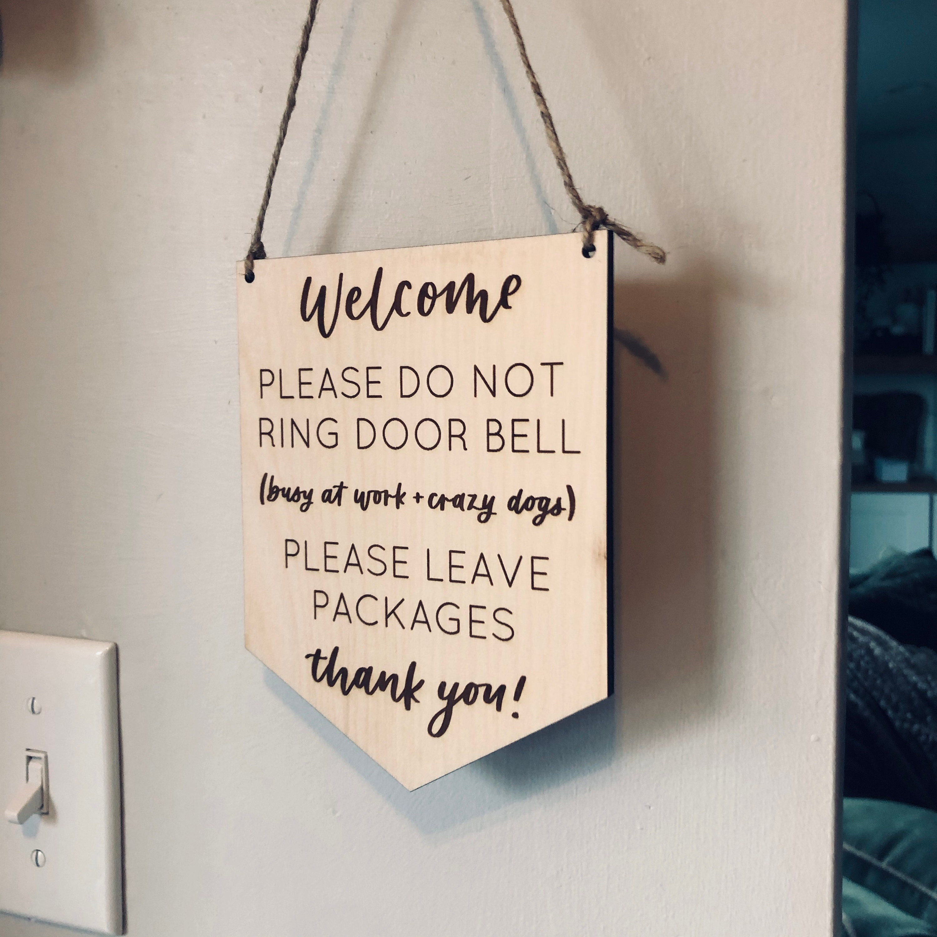 Do not ring bell sign work from home loud dogs door hanger