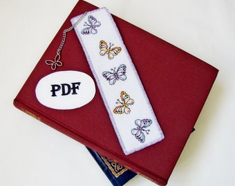 Cross-stitch Pattern bookmark, Instant download, DIY bookmark, Pattern for bookmark, Bookmark with embroidered butterflies, Book lovers gift
