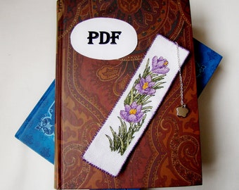 Crocuses Cross stitch Pattern bookmark, Instant download, DIY bookmark, Pattern for bookmark, Bookmark with Crocuses, Idea for cross stitch