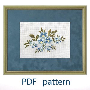 Violets flowers Cross Stitch Pattern, Violet Flower Embroidery, Embroidery patterns for Violets, Violet embroidery pattern, Flower miniature