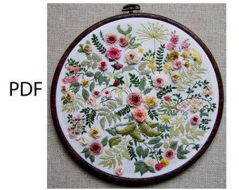 Rose Glade Brazilian Embroidery Pattern, Instant Download