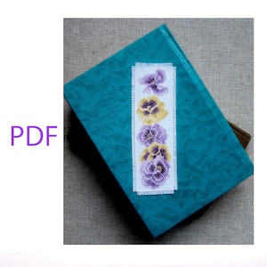 Violets Cross-stitch bookmark pattern, Cross-stitch scheme with violets