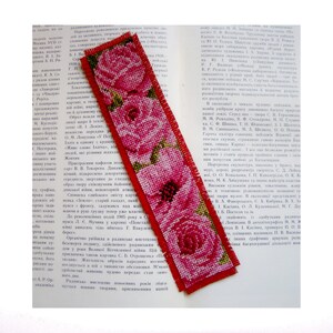Pink Roses Cross Stitch Pattern Bookmark Instant Download - Etsy