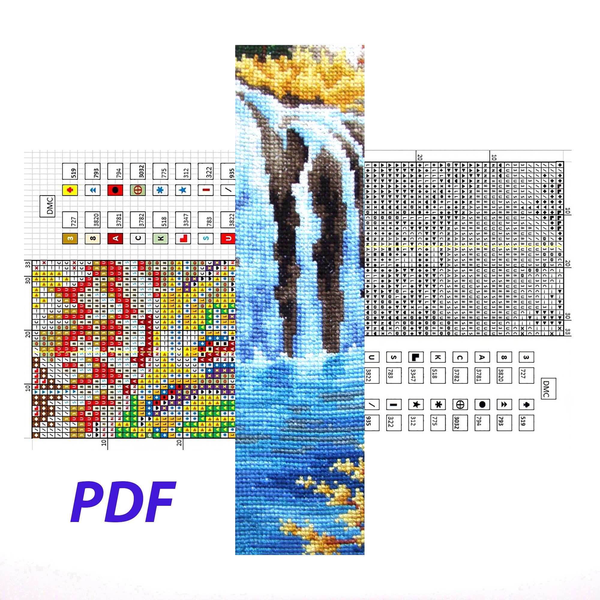 Waterfall Landscape Cross Stitch Bookmark Pattern (PDF Download) - Etsy