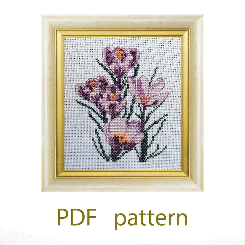 Crocus Flowers Cross Stitch Pattern: Floral Embroidery (PDF Pattern) - Etsy
