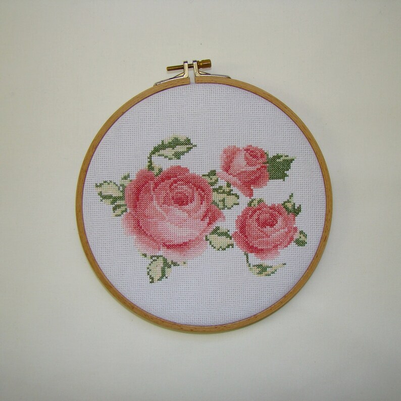 Pink Roses Cross Stitch Pattern Flower PDF Instant Etsy UK