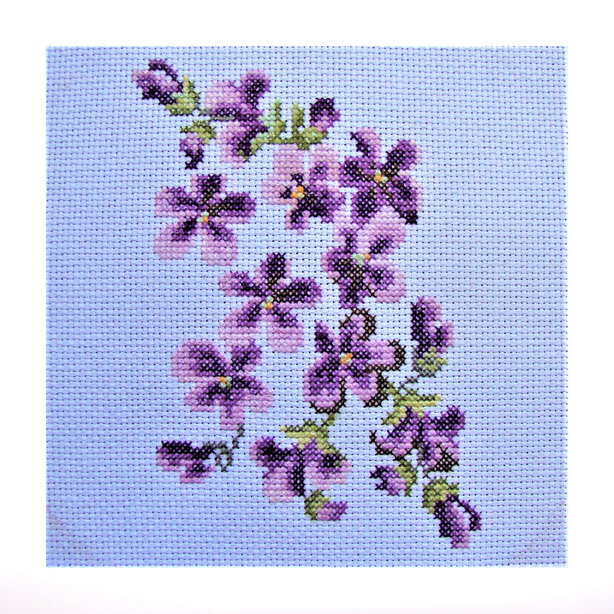Violets Mini Cross Stitch Pattern, Embroidered Miniature