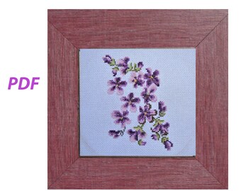 Modèle de point de croix pensées et violettes : fleurs miniatures