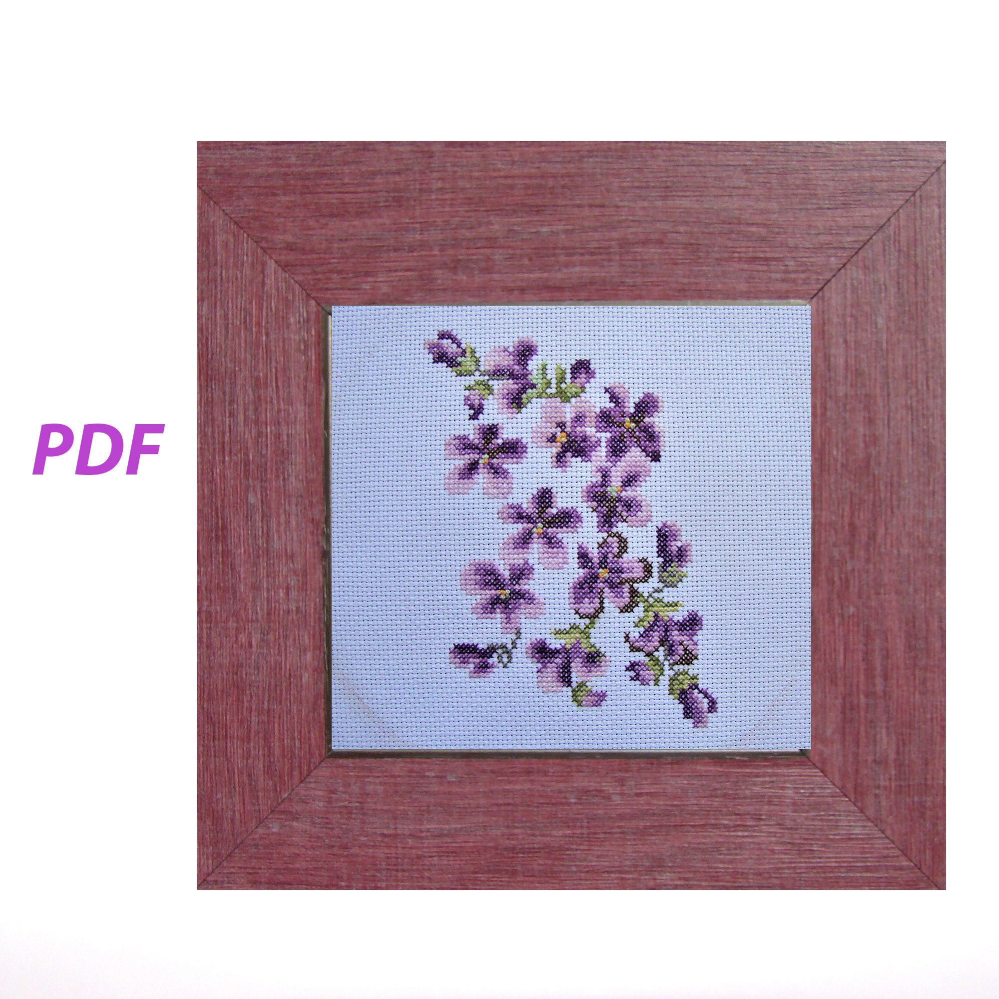 Lilac Violets Cross Stitch Kit, Spring Flowers Beginner Embroidery Kit for  Adults and Kids Handmade Kitchen Wall Decor Cross Stitch Gift 