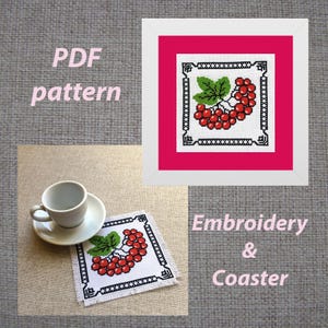 Viburnum Cross Stitch Pattern: Mini Picture & Coaster (PDF Pattern)