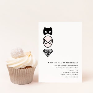 Printed Superhero invitation, Simple Superhero Invite, Girl Superhero Party, Party Invitation, Superhero Party, 5x7 Pink Superhero Invite