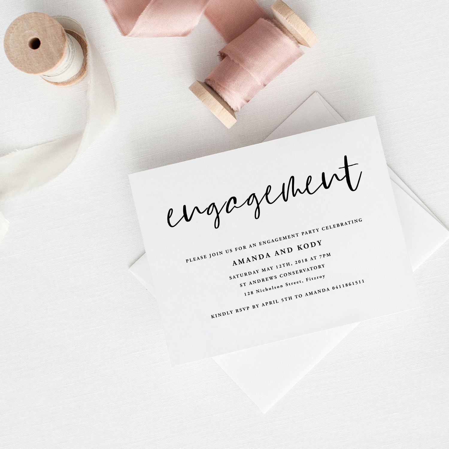 Engagement Script Modern Script Engagement Party Invitation (digital PDF) - Etsy