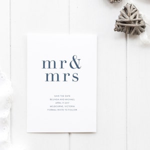 Convite de casamento Save The Date / Noivado - Cartão de algodão - Convite Mr e Mrs Save The Date - rústico simples e moderno, salve as datas