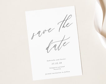 Save the date printable, custom save the date, save the date pdf invitations, modern script save the date digital invite - Gabriella