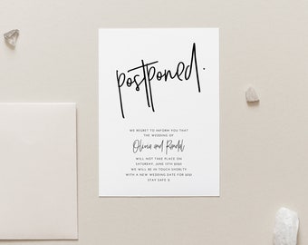 Postponed Wedding Invitation Template, Postponed Announcement, Cancellation Announcement, Unsave The Date, Cancelled Wedding, PDF, JPEG