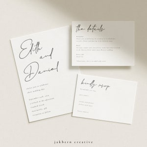 Skript Hochzeitseinladung, Vorlagen Set, Einfache Und Saubere Einladung Vorlage Download, Bearbeitbares Invite Set Neutral - Edith