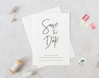 Save the date printable invite, custom save the date, save the date invitations pdf, modern script save the date digital invitation, DIY