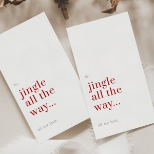 Afdrukbare kerstcadeaukaartjes, kerstcadeaukaartje sjabloon, bewerkbare kerstcadeaukaartjes, Merry Xmas cadeaukaartjes, cadeaukaartjes voor Kerstmis, Jingle All The Way
