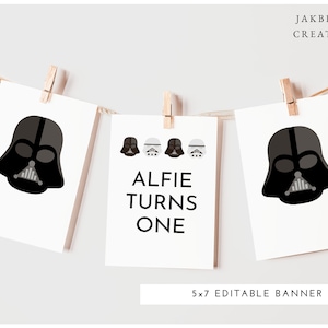 Printable Star Wars Welcome Banner, Darth Vader Printable, Stormtrooper Party Banner, Star Wars Bday Template, Instant Download, SW001