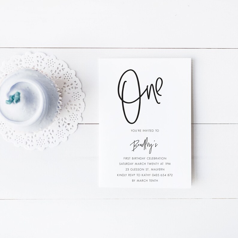 Simple Printable Birthday Invitations 1st Birthday Invite - Etsy