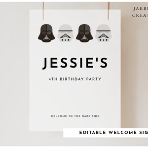 Printable Star Wars Welcome Sign, Darth Vader Printables, Stormtrooper Party Sign, Star Wars Bday Sign, Instant Download, SW001