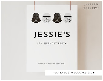 Printable Star Wars Birthday Welcome Sign (Digital Download)