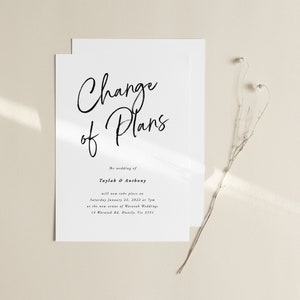 Modifier la date modèle d’invitation de mariage, annonce reportée, annonce d’annulation, mariage annulé, PDF, JPEG