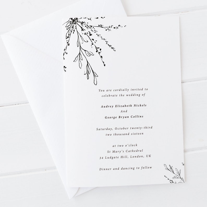 Printable Wedding Invitation Simple Wedding Suite DIY Etsy Australia