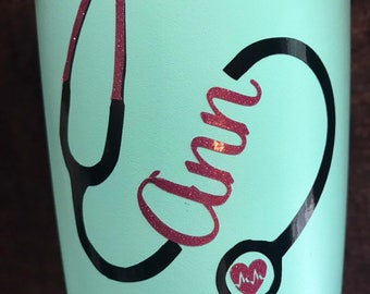 Personalized Colored name Vinyl stethoscope decal