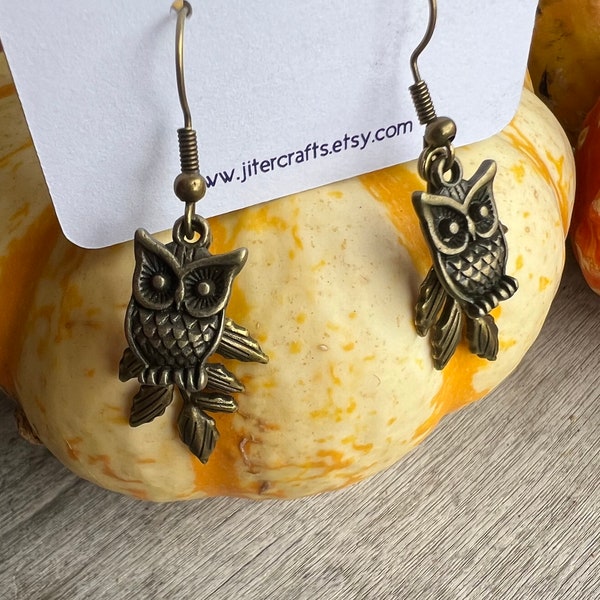 Beautiful Bronze Owls and Branch Dangles