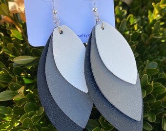 Three layer faux leather earring