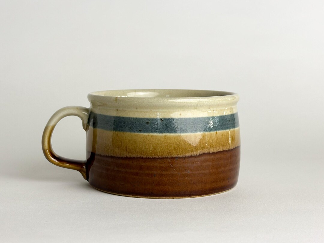 Vintage Ceramic Soup Mug With Handle Speckled Beige With Etsy