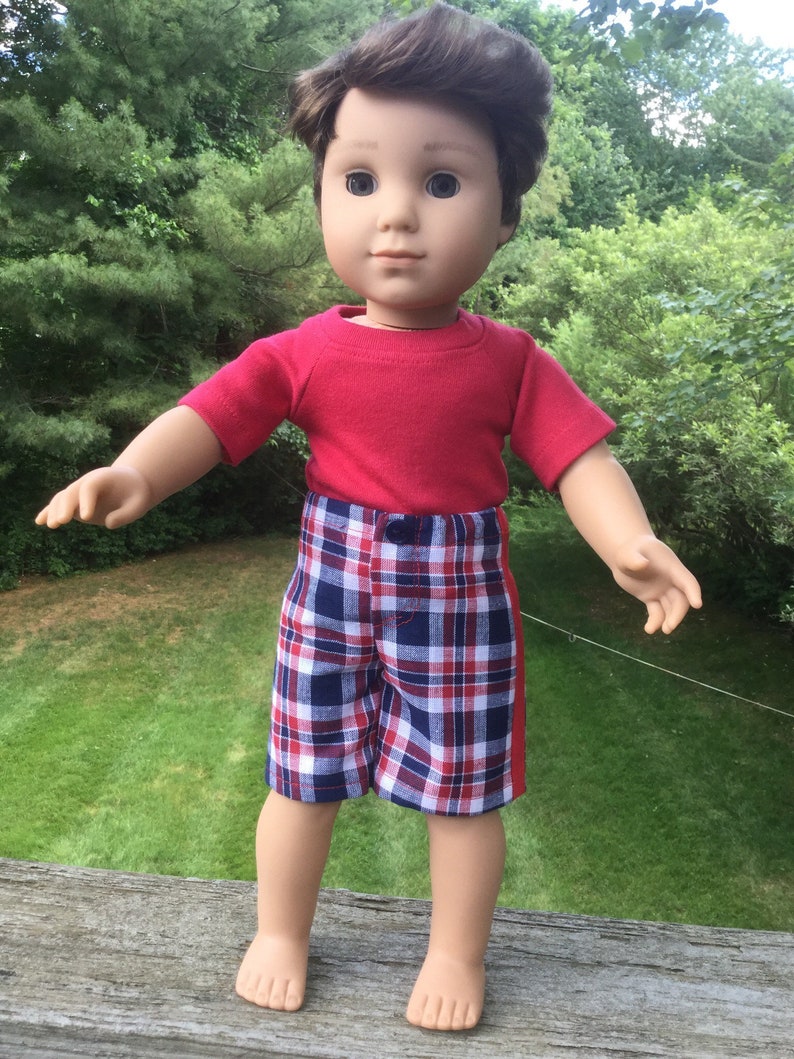 18 inch boy doll shorts and tee