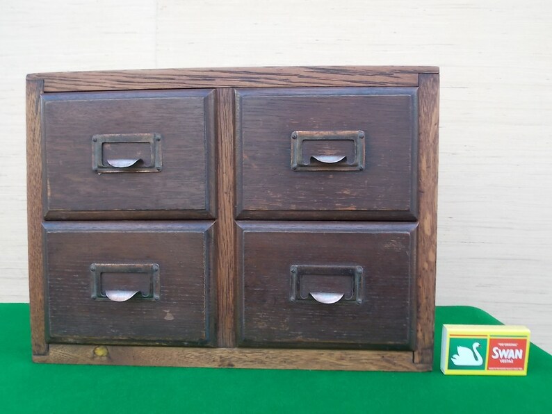 Original Vintage Oak Index Card Filing Drawers Etsy