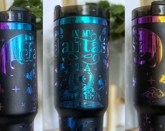 In My Fantasy Era Tumbler, engraved rainbow tumbler, Bookish tumbler, dragon tumbler, reader 40oz Tumbler, engraved stainless steel tumbler