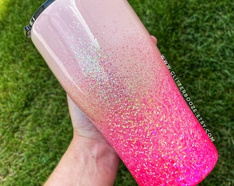 Ombre Glitter Tumbler, hot pink ombré Epoxy Glitter Cup, Stainless Steel Tumbler, Personalized Glitter Tumbler, Pink ombré Glitter Mug