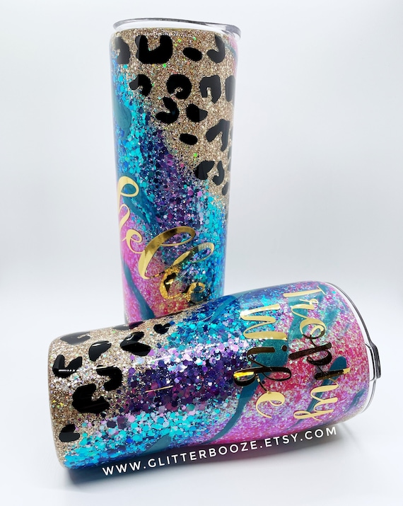 Glitter Swirl Tumbler, Epoxy Sealed CUP, Custom Marble Tumbler